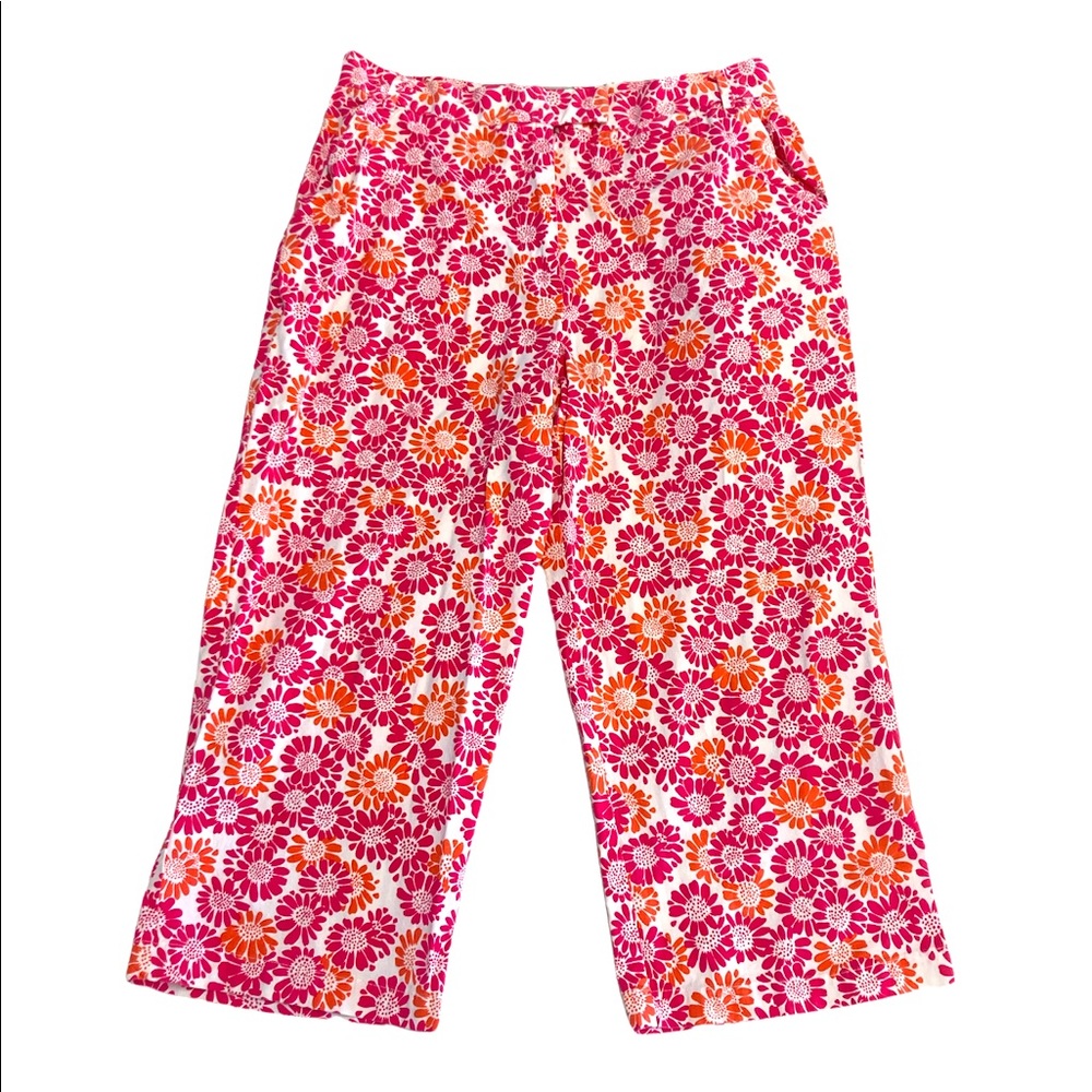 Duck Head White With Pink & Orange Floral Capris
